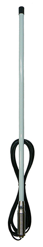 Ground independent light-weight UHF CB radio antenna, white, 477 MHz, 20W, UHF male PL259, 5m cable, 2.1 dBi – 750mm